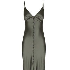 Shona Joy - La Lune Bias Slip Dress, Olive Green, Size 4